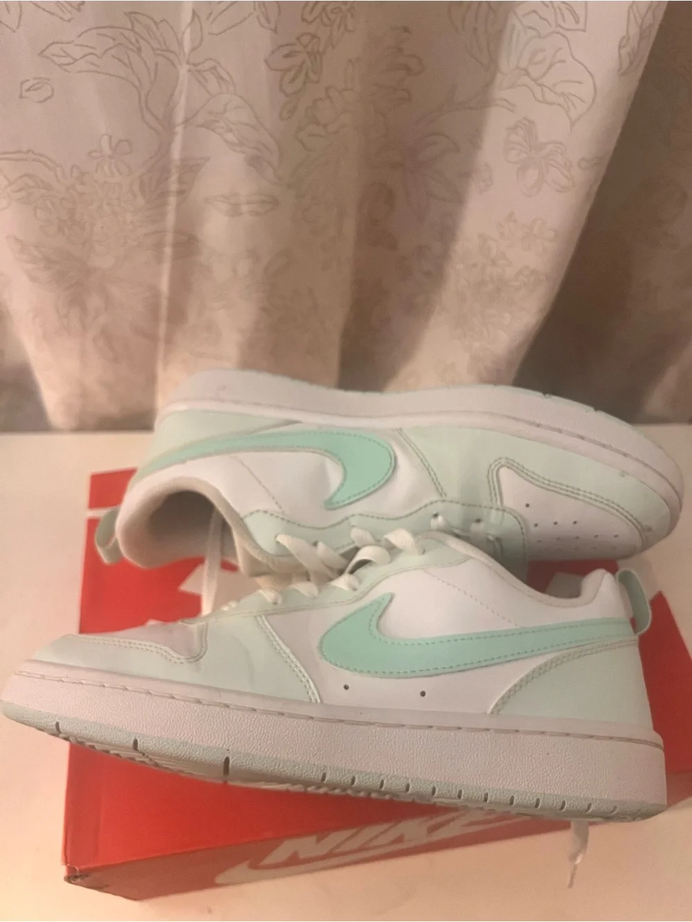 Nike Youth Court Borough Low Mint Green & White Sneakers